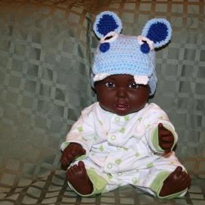0-3 Month Size Blue Hippo Beanie Hat