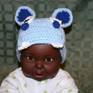 0-3 Month Size Blue Hippo Beanie Hat
